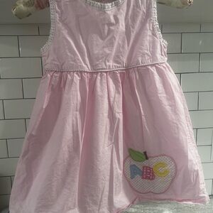 Pink Kids Dress with Apple Design